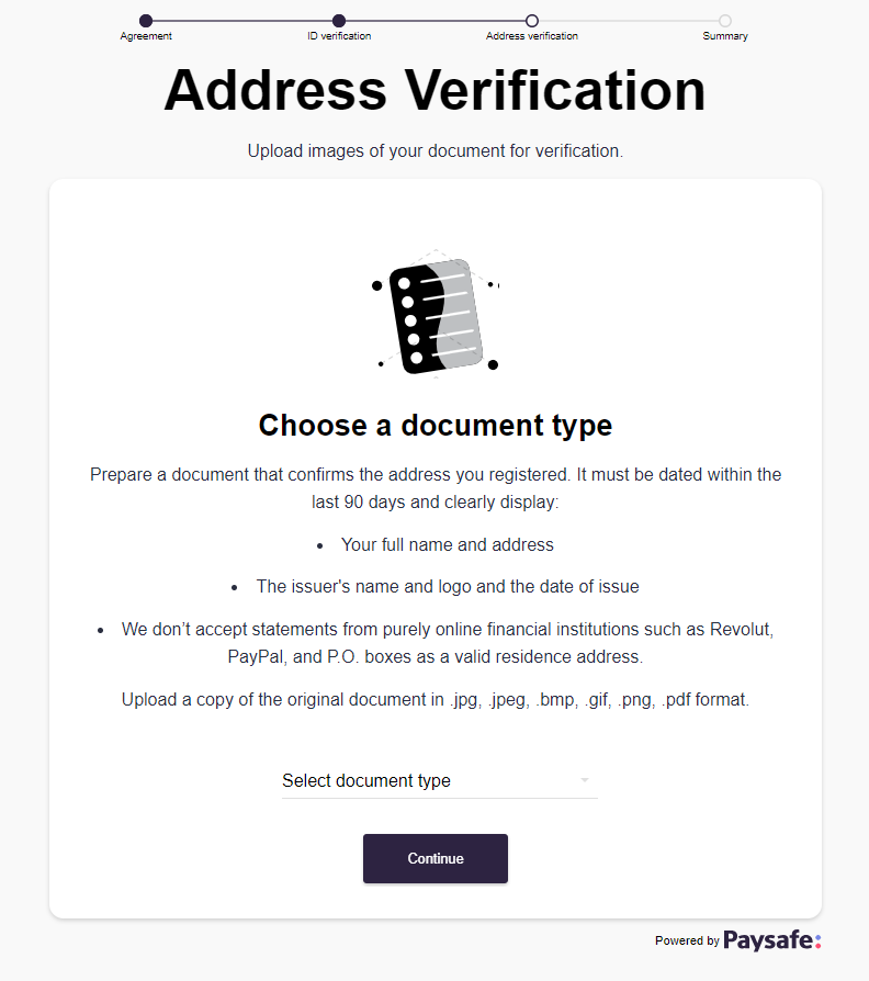 KYC Address Verification step